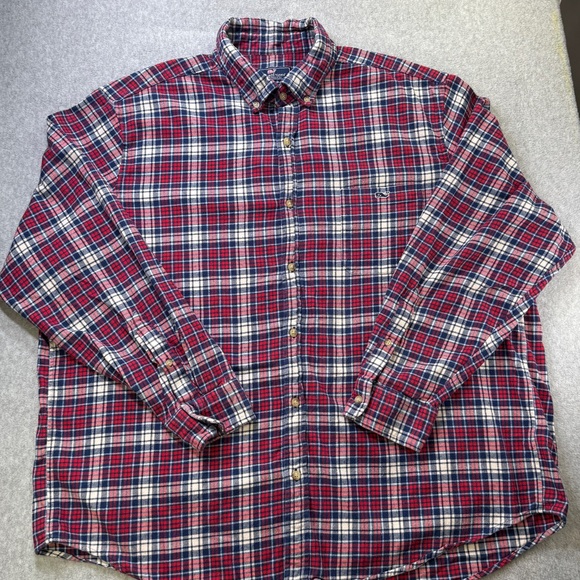 Men's Vineyard Vines 2XL Plaid Flannel Shirt Red Blue Classic Fit Tucker - Picture 2 of 8